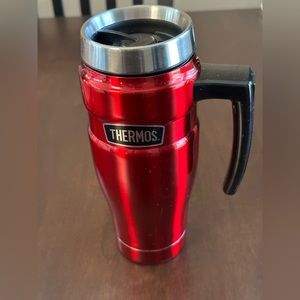 Thermos 16 oz Stainless Steel Travel Mug, bright red!